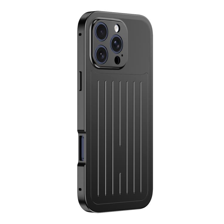 Suitcase Texture Magnetic King Series Aluminum Alloy Phone Case with Tempered Glass Film, For iPhone 17 Pro Max, For iPhone 17 Pro, For iPhone Air, For iPhone 16 Pro Max