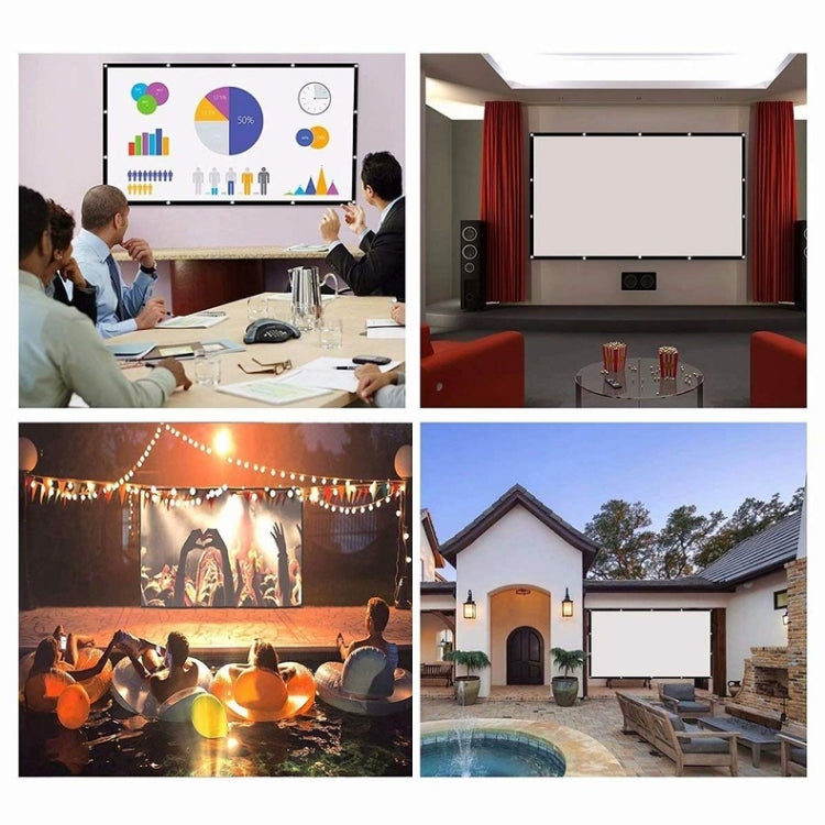 Simple Folding Thin Polyester Projector Film Curtain, 60 inch (16:9) Projection Area: 132x75cm, 60 inch (4:3) Projection Area: 120x90cm, 72 inch (16:9) Projection Area: 159x90cm, 72 inch (4:3) Projection Area: 146x110cm                                 ...