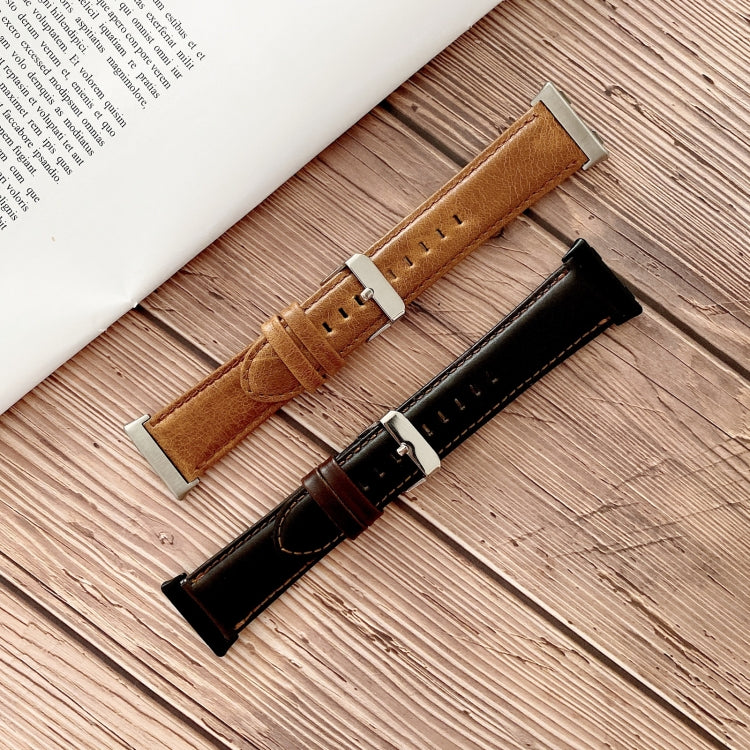 Crazy Horse Texture Genuine Leather Replacement Strap Watchband, For OPPO Watch 41mm, For OPPO Watch 46mm