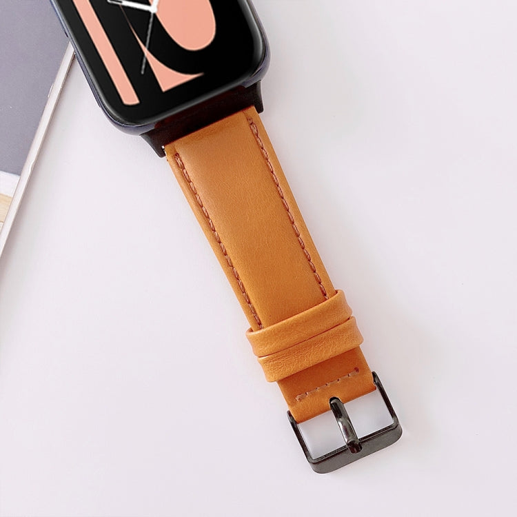 Plain Weave Genuine Leather Replacement Strap Watchband, For OPPO Watch 41mm, For OPPO Watch 46mm