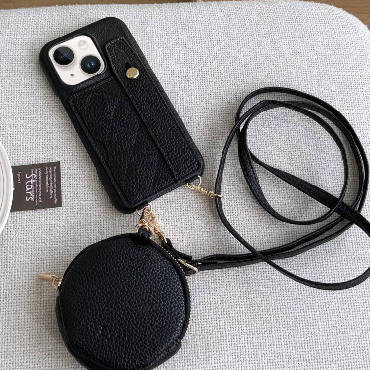 Diamond Pattern Wristband Card Slot PU Phone Case with Small Wallet, For iPhone 14, For iPhone 14 Pro