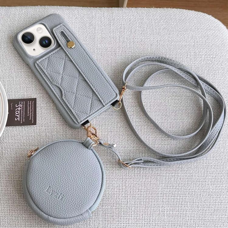 Diamond Pattern Wristband Card Slot PU Phone Case with Small Wallet, For iPhone 14, For iPhone 14 Pro