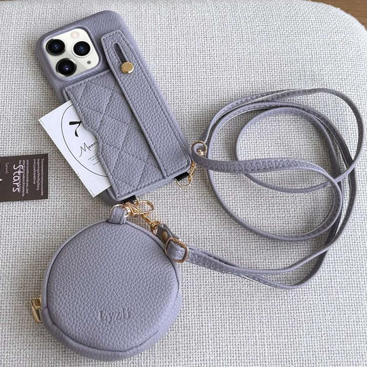 Diamond Pattern Wristband Card Slot PU Phone Case with Small Wallet, For iPhone 11 Pro
