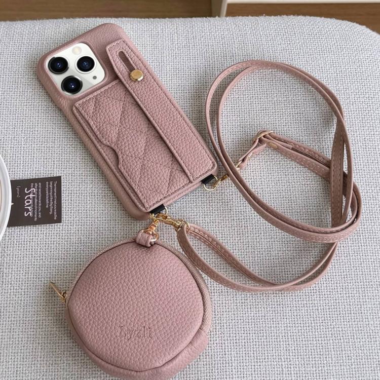 Diamond Pattern Wristband Card Slot PU Phone Case with Small Wallet, For iPhone 11 Pro