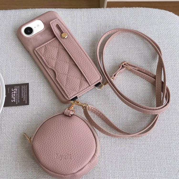 Diamond Pattern Wristband Card Slot PU Phone Case with Small Wallet, For iPhone 14 Pro Max, For iPhone SE 2022 / SE 2020 / 8 / 7
