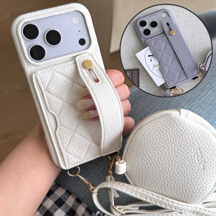 Diamond Pattern Wristband Card Slot PU Phone Case with Small Wallet, For iPhone 11 Pro