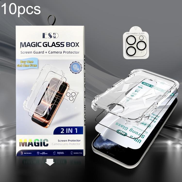 10pcs USG Easy Install Dust-proof Box HD Edge-to-Edge Tempered Glass Film with Lens Film, For iPhone 11 Pro, For iPhone XS / X, For iPhone XR, For iPhone XS Max