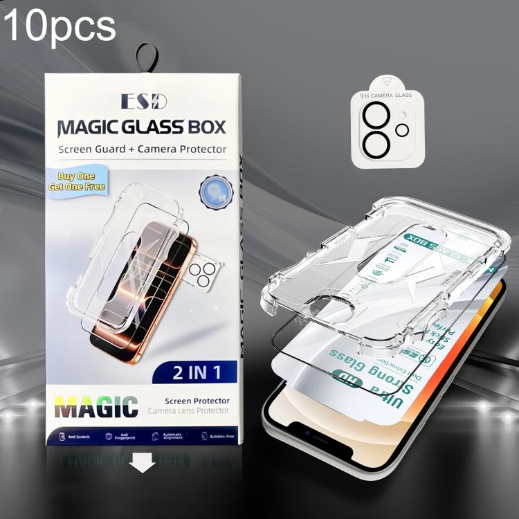 10pcs USG Easy Install Dust-proof Box HD Edge-to-Edge Tempered Glass Film with Lens Film, For iPhone 17e / 16e, For iPhone 17 Pro Max, For iPhone 17 Pro, For iPhone 17, For iPhone Air, For iPhone 16 Pro Max, For iPhone 16 Pro, For iPhone 16 Plus       ...