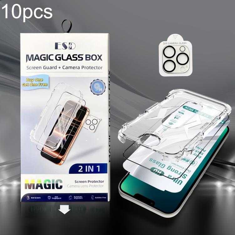 10pcs USG Easy Install Dust-proof Box HD Edge-to-Edge Tempered Glass Film with Lens Film, For iPhone 17e / 16e, For iPhone 17 Pro Max, For iPhone 17 Pro, For iPhone 17, For iPhone Air, For iPhone 16 Pro Max, For iPhone 16 Pro, For iPhone 16 Plus       ...