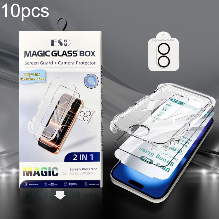 10pcs USG Easy Install Dust-proof Box HD Edge-to-Edge Tempered Glass Film with Lens Film, For iPhone 17e / 16e, For iPhone 17 Pro Max, For iPhone 17 Pro, For iPhone 17, For iPhone Air, For iPhone 16 Pro Max, For iPhone 16 Pro, For iPhone 16 Plus       ...