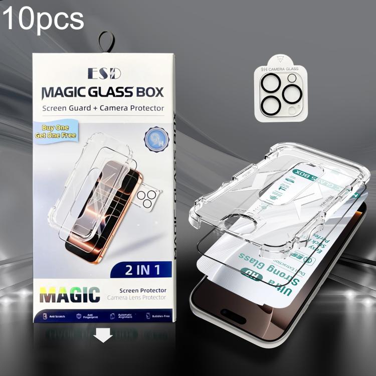 10pcs USG Easy Install Dust-proof Box HD Edge-to-Edge Tempered Glass Film with Lens Film, For iPhone 17e / 16e, For iPhone 17 Pro Max, For iPhone 17 Pro, For iPhone 17, For iPhone Air, For iPhone 16 Pro Max, For iPhone 16 Pro, For iPhone 16 Plus       ...