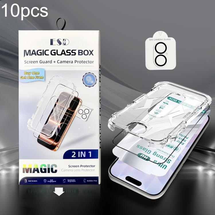 10pcs USG Easy Install Dust-proof Box HD Edge-to-Edge Tempered Glass Film with Lens Film, For iPhone 17e / 16e, For iPhone 17 Pro Max, For iPhone 17 Pro, For iPhone 17, For iPhone Air, For iPhone 16 Pro Max, For iPhone 16 Pro, For iPhone 16 Plus       ...