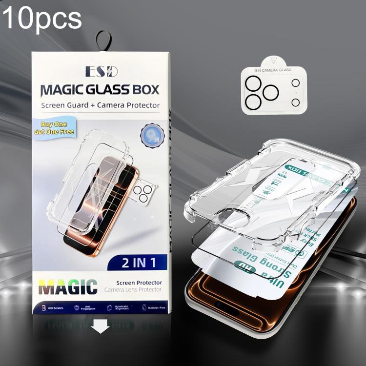 10pcs USG Easy Install Dust-proof Box HD Edge-to-Edge Tempered Glass Film with Lens Film, For iPhone 17e / 16e, For iPhone 17 Pro Max, For iPhone 17 Pro, For iPhone 17, For iPhone Air, For iPhone 16 Pro Max, For iPhone 16 Pro, For iPhone 16 Plus       ...