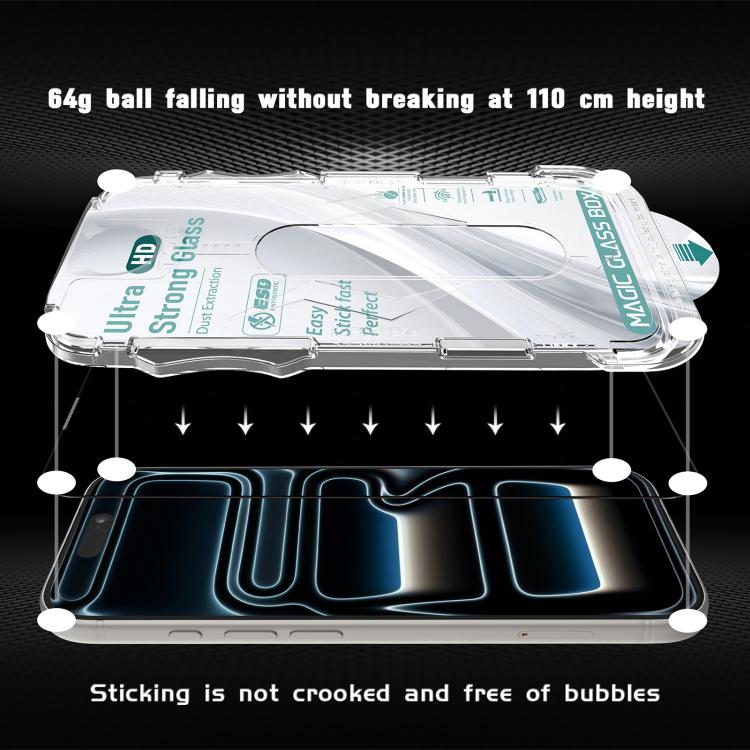 10pcs USG Easy Install Dust-proof Box HD Edge-to-Edge Tempered Glass Film with Lens Film, For iPhone 17e / 16e, For iPhone 17 Pro Max, For iPhone 17 Pro, For iPhone 17, For iPhone Air, For iPhone 16 Pro Max, For iPhone 16 Pro, For iPhone 16 Plus       ...