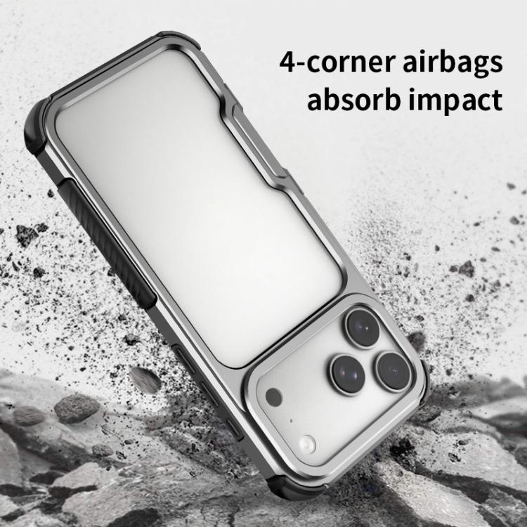 Aluminum Alloy Frame + TPU Hollow Air Bag Shockproof Phone Case With Lanyard Holes, For iPhone 17 Pro Max, For iPhone 17 Pro