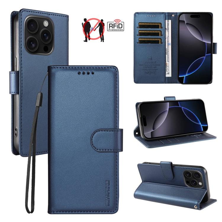 BETOPNICE Pearlescent RFID Vegan Leather Phone Case with Strap, For iPhone 16 Pro Max, For iPhone 16 Pro, For iPhone 16 Plus, For iPhone 16