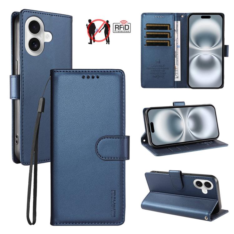 BETOPNICE Pearlescent RFID Vegan Leather Phone Case with Strap, For iPhone 16 Pro Max, For iPhone 16 Pro, For iPhone 16 Plus, For iPhone 16