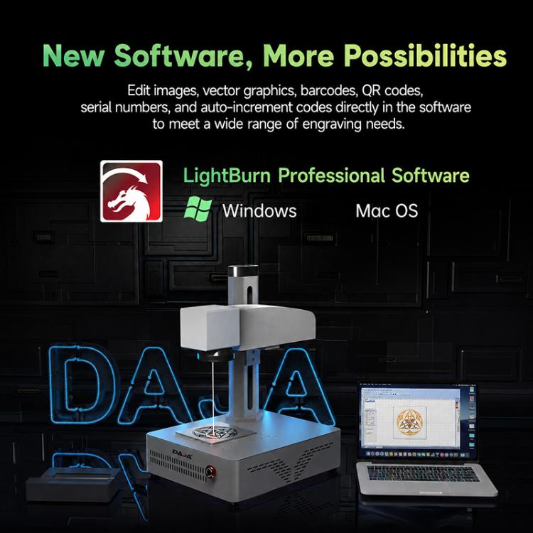 DAJA S4Pro High-Power Fiber Laser Marking Machine Small Fully Automatic Fiber Optic Metal Engraving Machine, S4Pro 20W, S4Pro 20W + Rotary Axis, S4Pro 20W + Rotary Clamp, S4Pro 20W + Rotary Axis + Clamp, S4Pro 30W