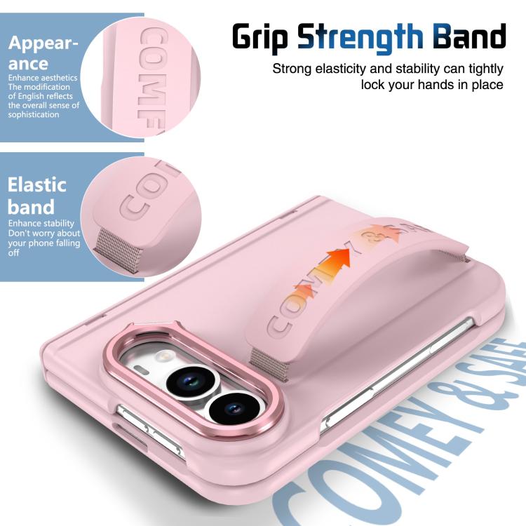 Film Integrated Lens Frame Bracket Phone Case with Wristband, For iPhone Duo
