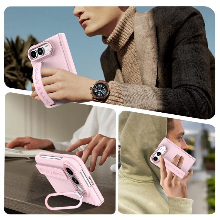 Film Integrated Lens Frame Bracket Phone Case with Wristband, For iPhone Duo