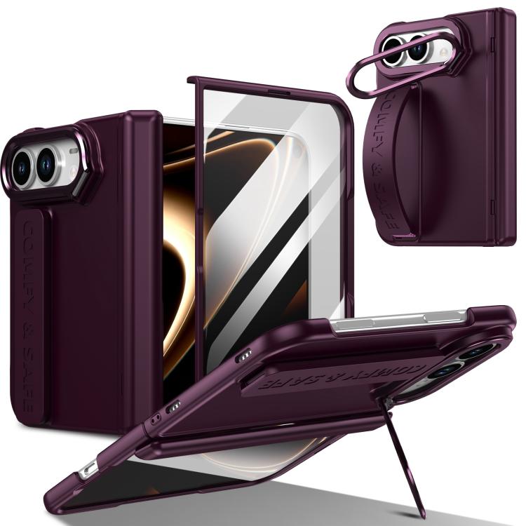 Film Integrated Lens Frame Bracket Phone Case with Wristband, For iPhone Duo