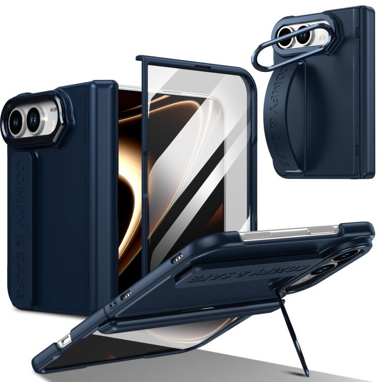Film Integrated Lens Frame Bracket Phone Case with Wristband, For iPhone Duo