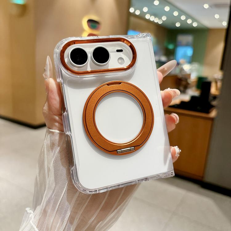 Acrylic PC Magnetic Phone Case with 360-degree Rotating Ring Holder, For iPhone Duo