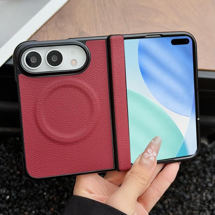 Folding Shaft Magnetic Litchi Texture Leather Phone Case, For iPhone Duo