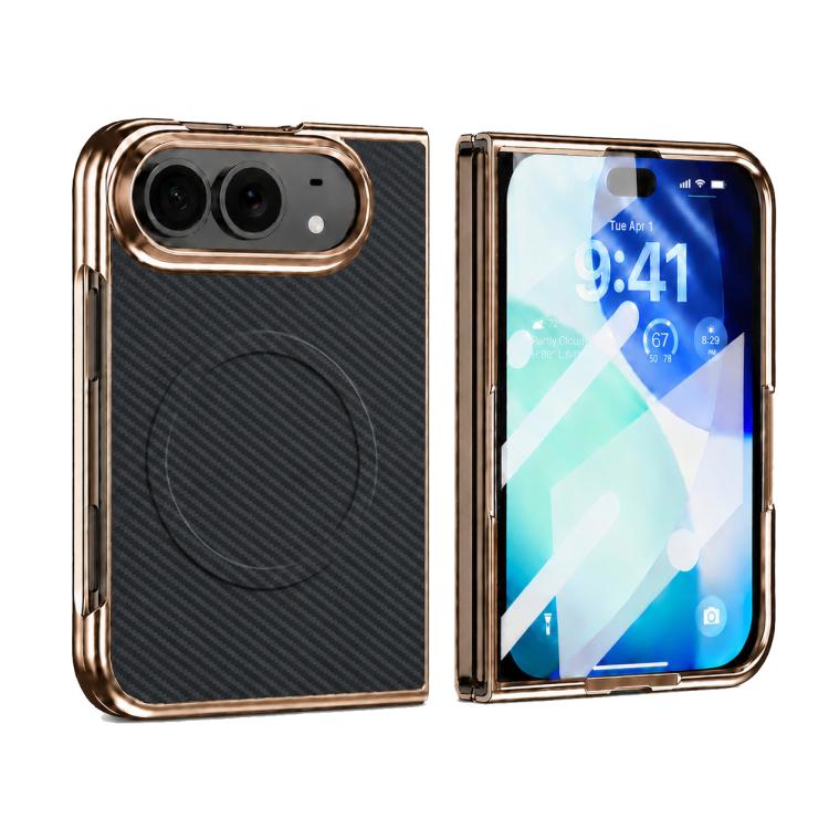 Electroplated Carbon Fiber Texture Magnetic Integrated Film Phone Case, For iPhone Duo