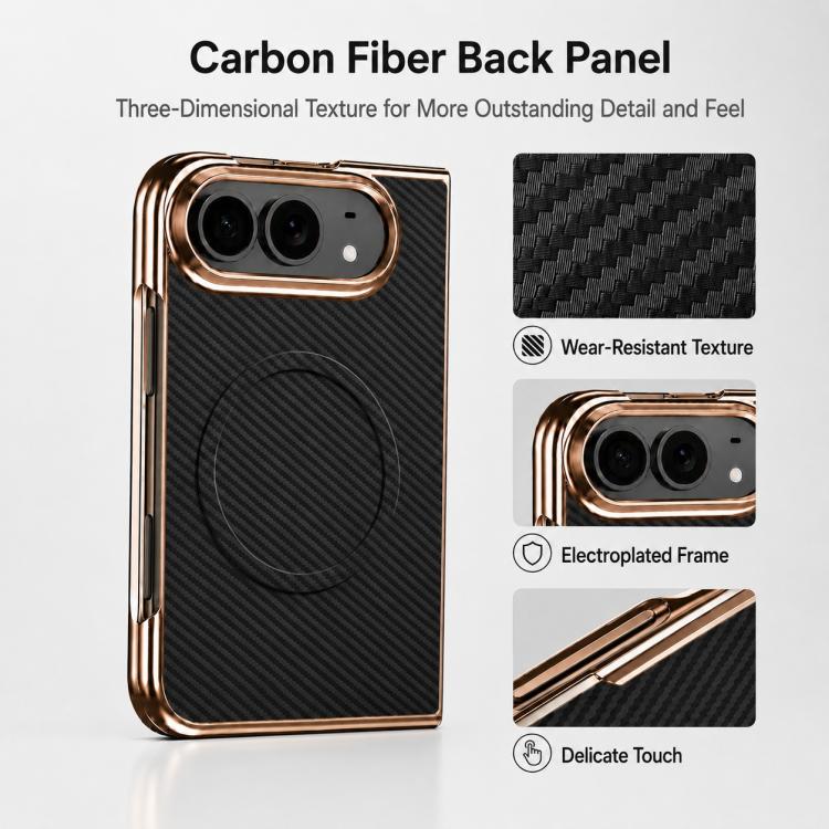 Electroplated Carbon Fiber Texture Magnetic Integrated Film Phone Case, For iPhone Duo