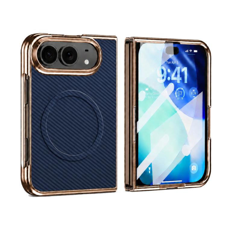 Electroplated Carbon Fiber Texture Magnetic Integrated Film Phone Case, For iPhone Duo