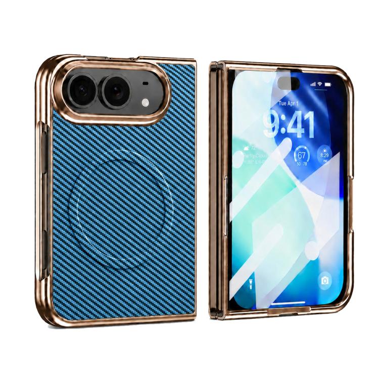 Electroplated Carbon Fiber Texture Magnetic Integrated Film Phone Case, For iPhone Duo