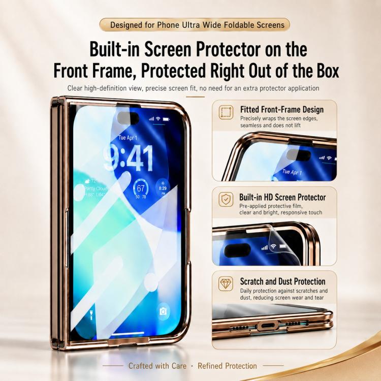 i.Crystal Electroplated Vegan Leather Hidden Kickstand Integrated Film Phone Case, For iPhone Duo
