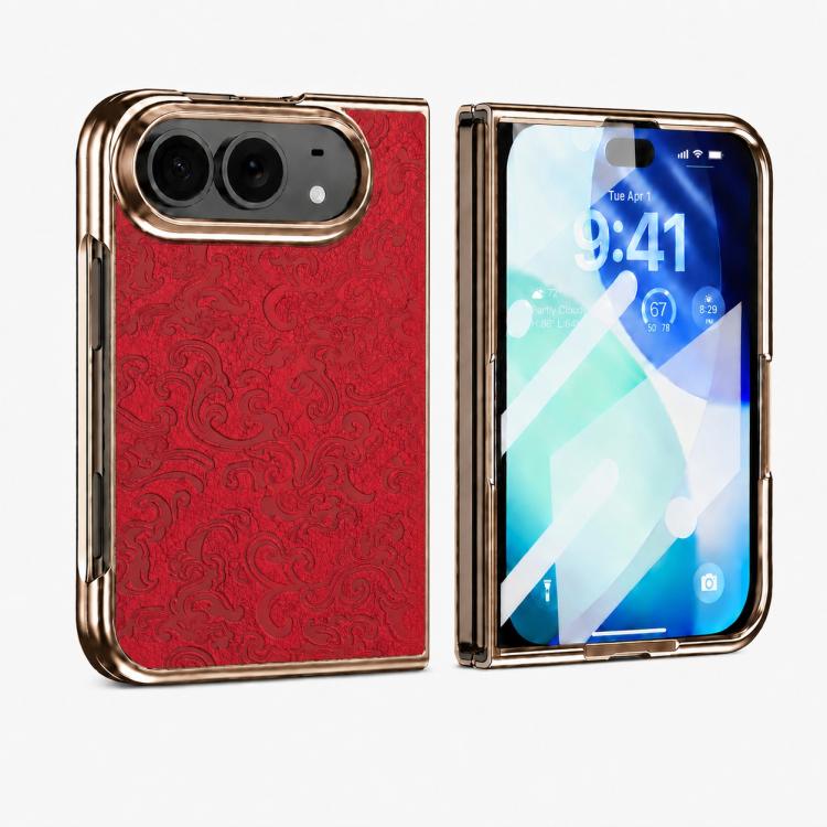 Electroplated 3D Embossed Magnetic Integrated Film Phone Case, For iPhone Duo