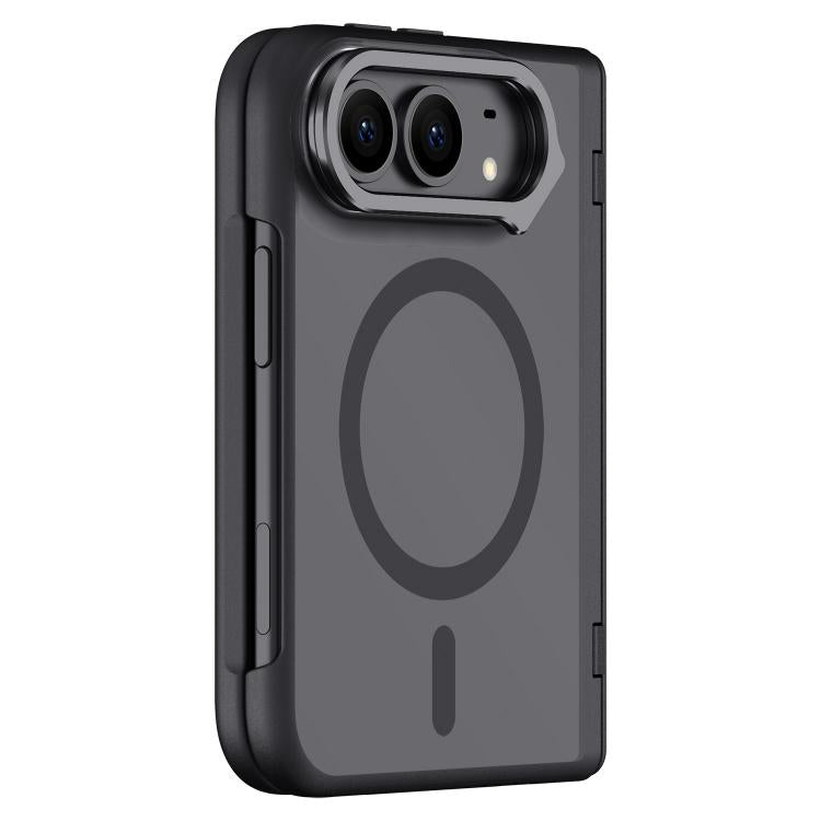 Shield Armor Series Integrated HD Film Matte Frosted Full Coverage Magnetic Phone Case with Lens Holder, For iPhone Duo