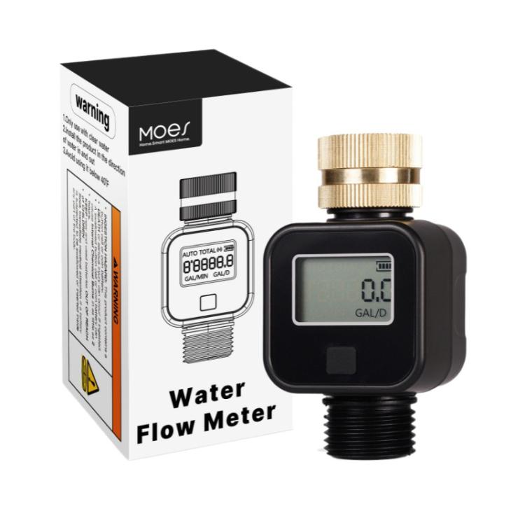 MOES TWM-SGS05-US LCD Display Pure Brass Inlet and Outlet Water Flow Meter, US Standard Thread