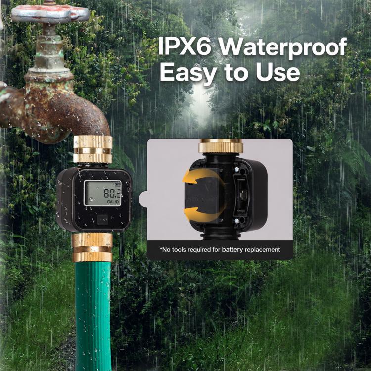 MOES TWM-SGS05-US LCD Display Pure Brass Inlet and Outlet Water Flow Meter, US Standard Thread