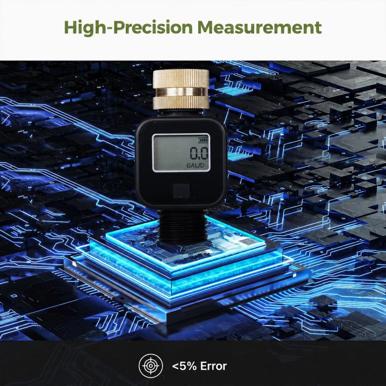 MOES TWM-SGS05-US LCD Display Pure Brass Inlet and Outlet Water Flow Meter, US Standard Thread