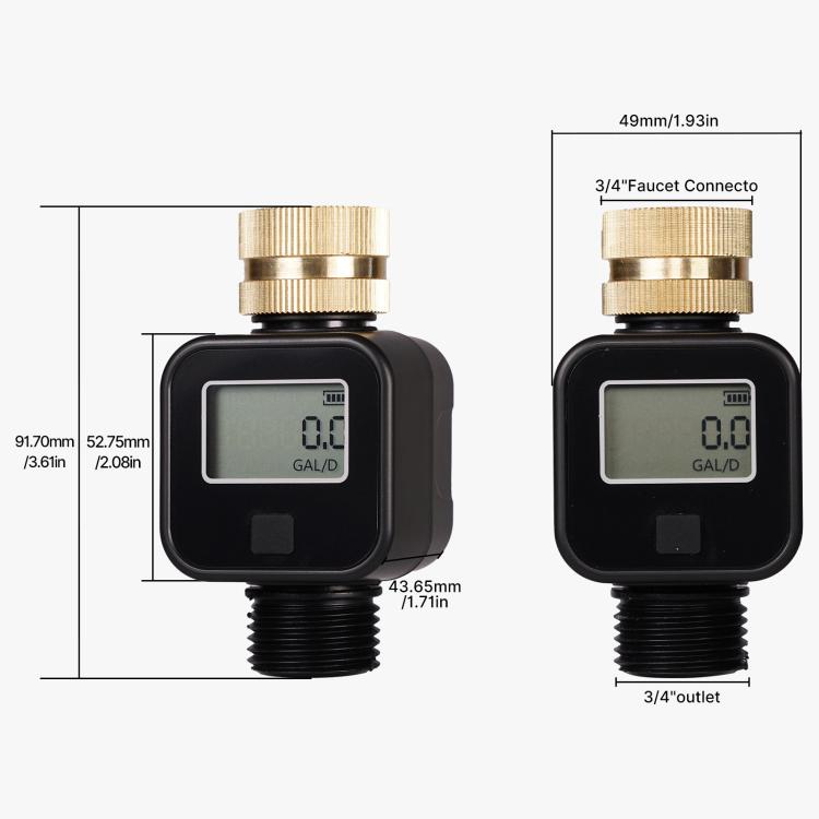 MOES TWM-SGS05-US LCD Display Pure Brass Inlet and Outlet Water Flow Meter, US Standard Thread