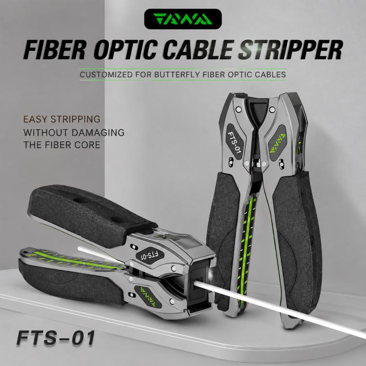 FTS-01 Optical Fiber Drop Cable Stripper for 2-3mm Butterfly Drop Cable Fiber Optic Cable Stripping Tool