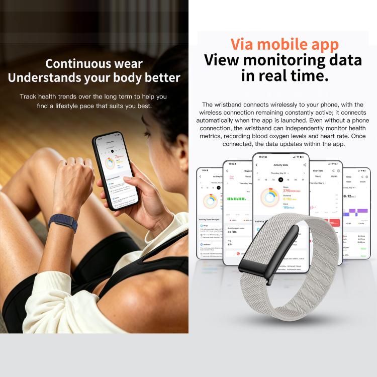 HK50 Screenless Smart Bracelet Fitness Band, QWatch Pro, Heart Rate, Blood Oxygen Monitoring