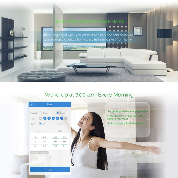 WS-US-02 EWeLink APP & Touch Control 2A 2 Gangs Tempered Glass Panel Smart Wall Switch, AC 90V-250V, US Plug, 2 Gangs