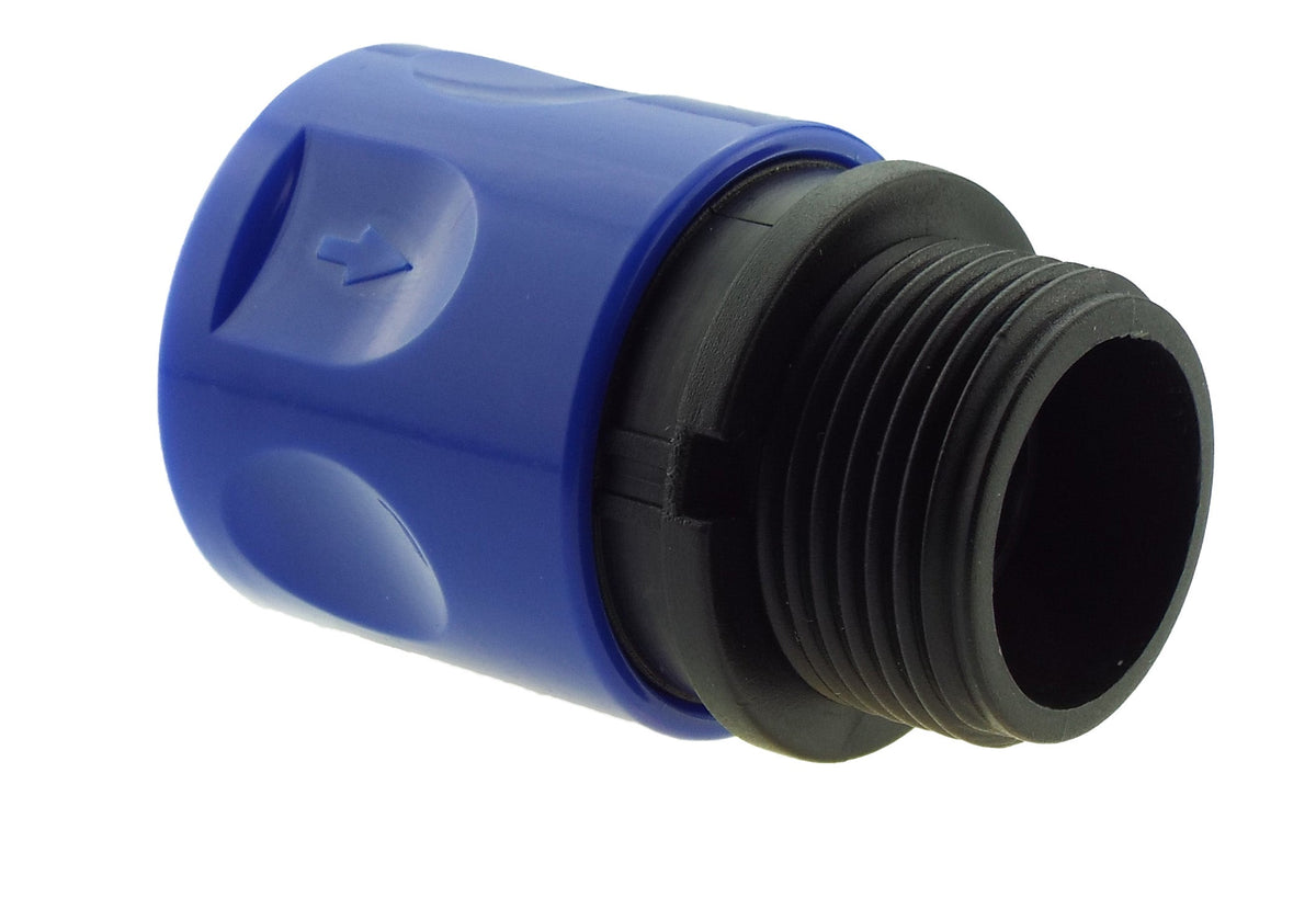 IBC 2” S60X6 Cap with In-Line BSPF Valve and ¾” BSPM Female Hose Connector Blue