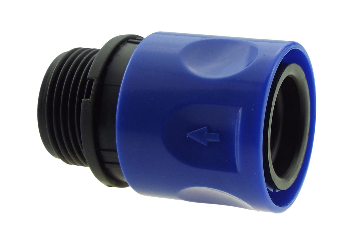IBC 2” S60X6 Cap with In-Line BSPF Valve and ¾” BSPM Female Hose Connector Blue