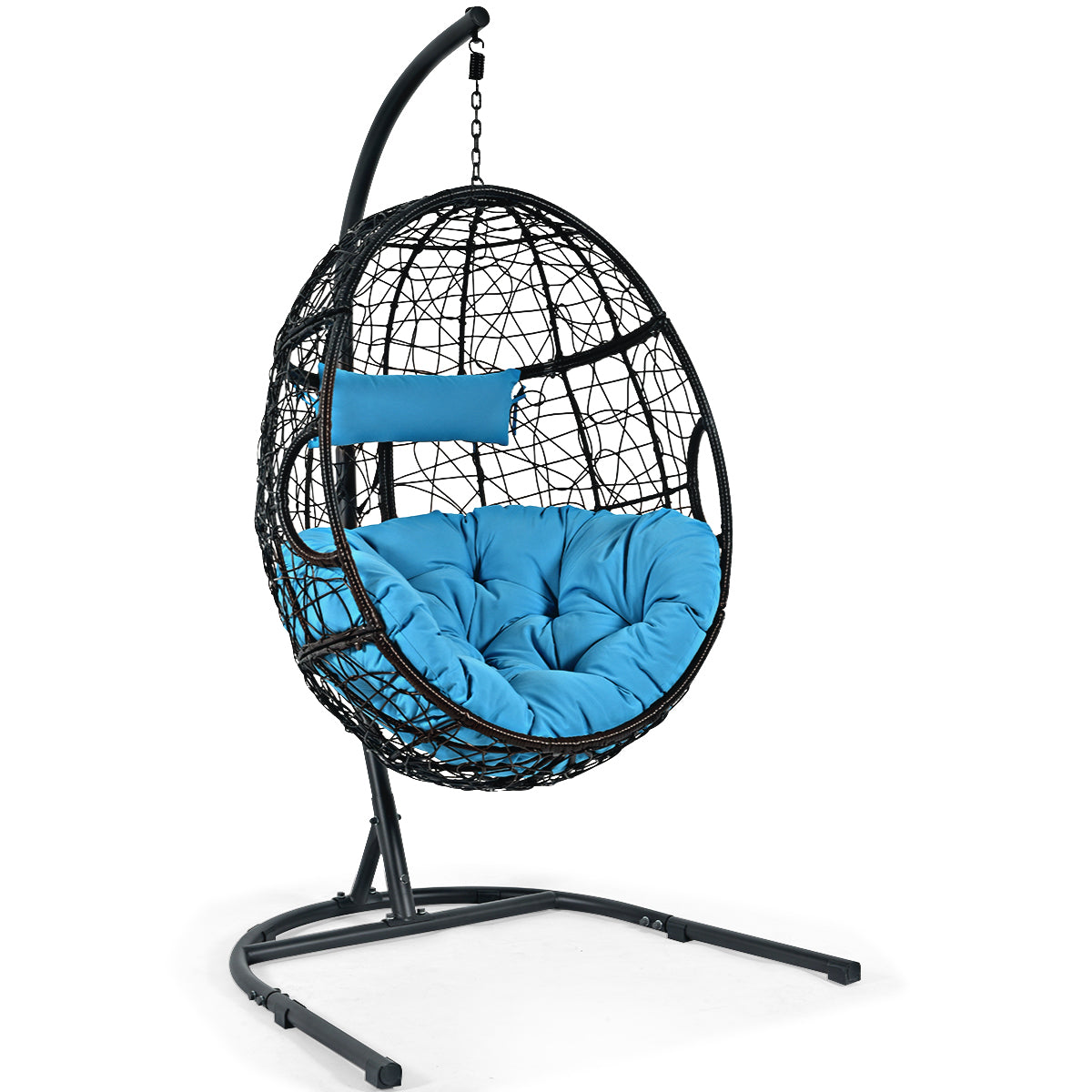 Egg Swing Chair with Stand and Ultraviolet-Resistant Seat Cushion-Grey