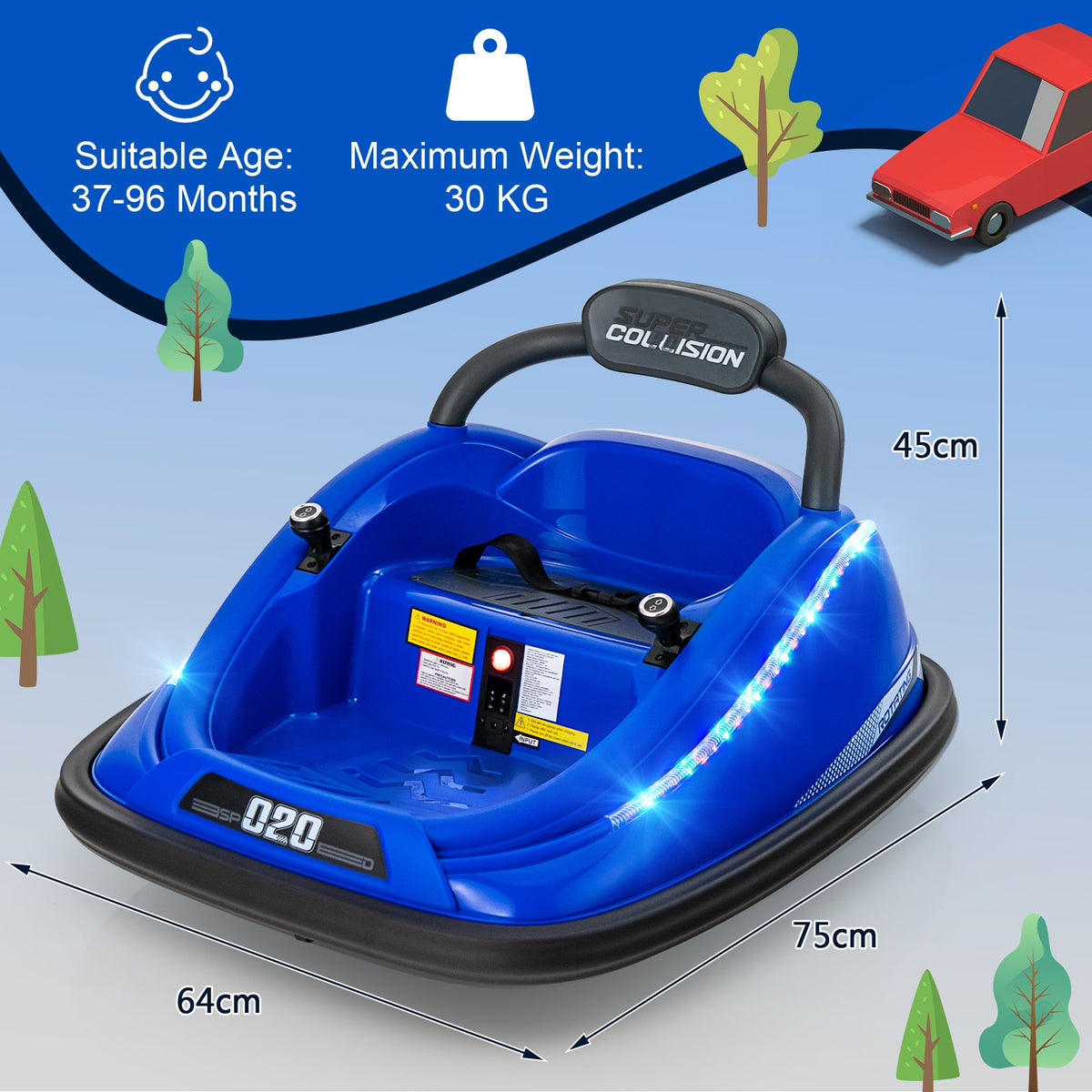Electric Bumper Car with Remote Control for Kids-Black