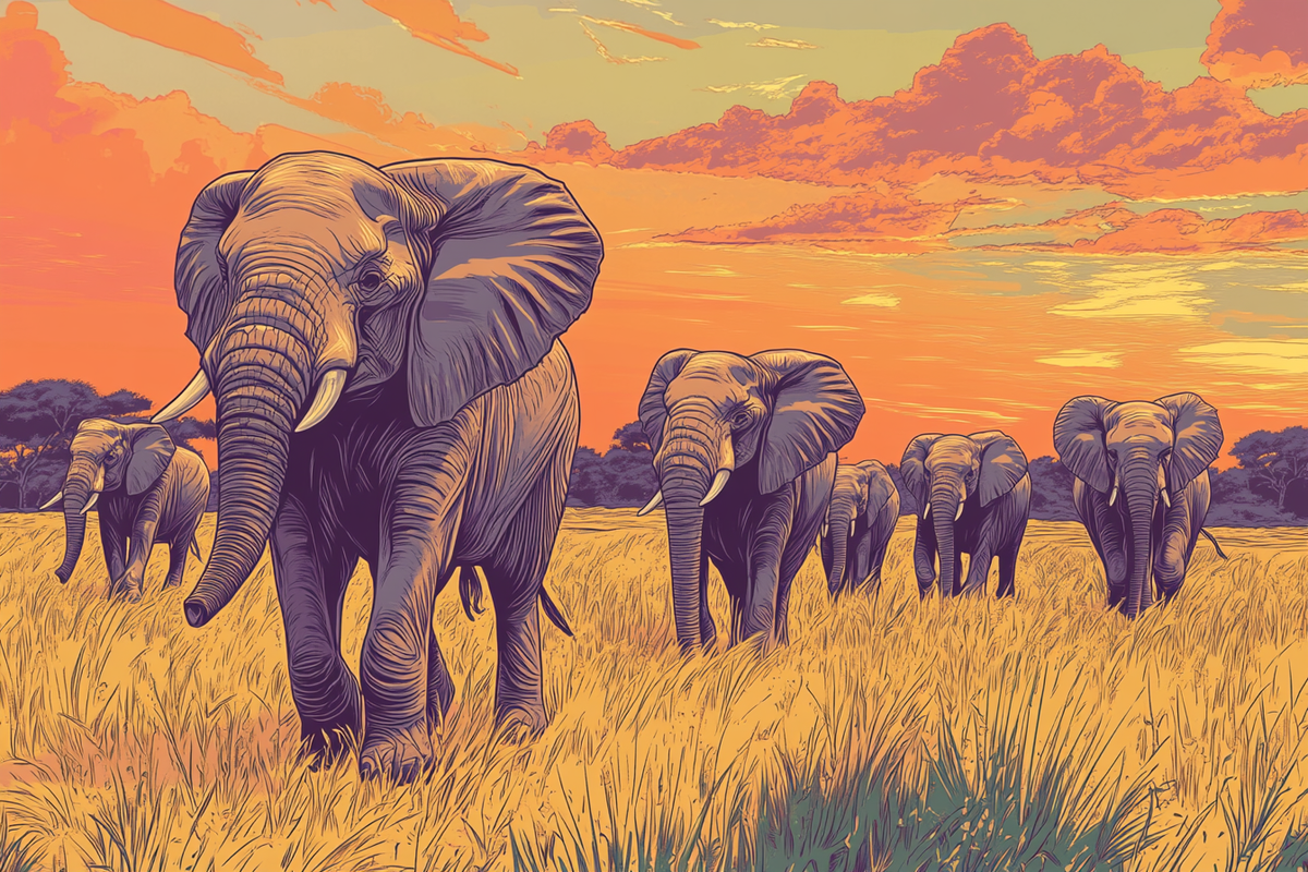 Elephants' Journey Canvas
