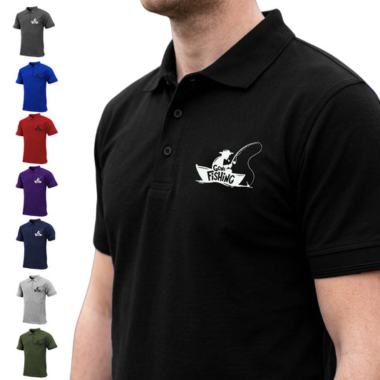 Mens Premium Comfort Fit 'Gone Fishing' Polo Shirt