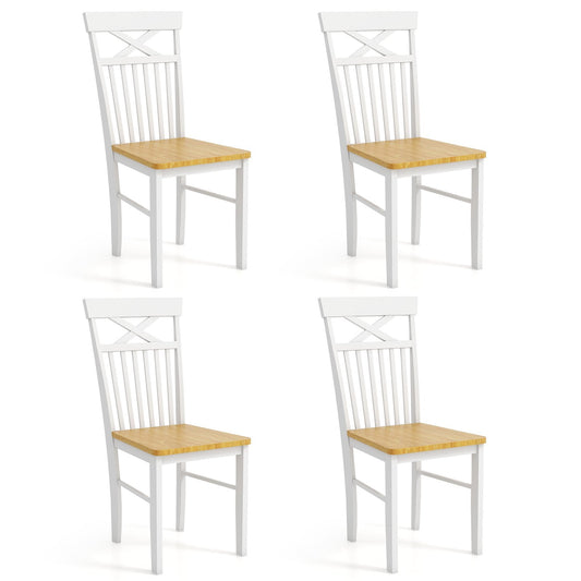 Farmhouse Dining Chair Set of 4 Wooden Kitchen Chair with Rubber Wood Frame