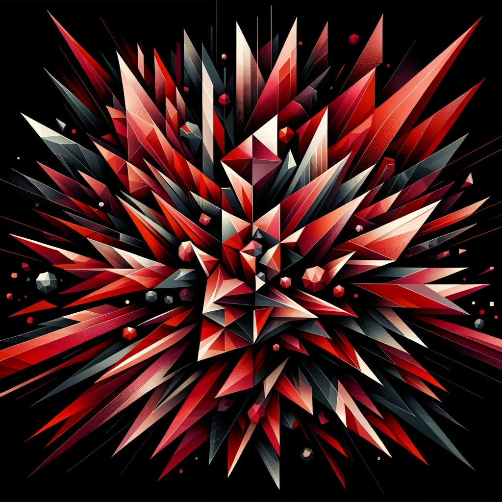 Fiery Embrace: Geometric Passion Canvas